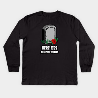 Here lies all of my morals Kids Long Sleeve T-Shirt